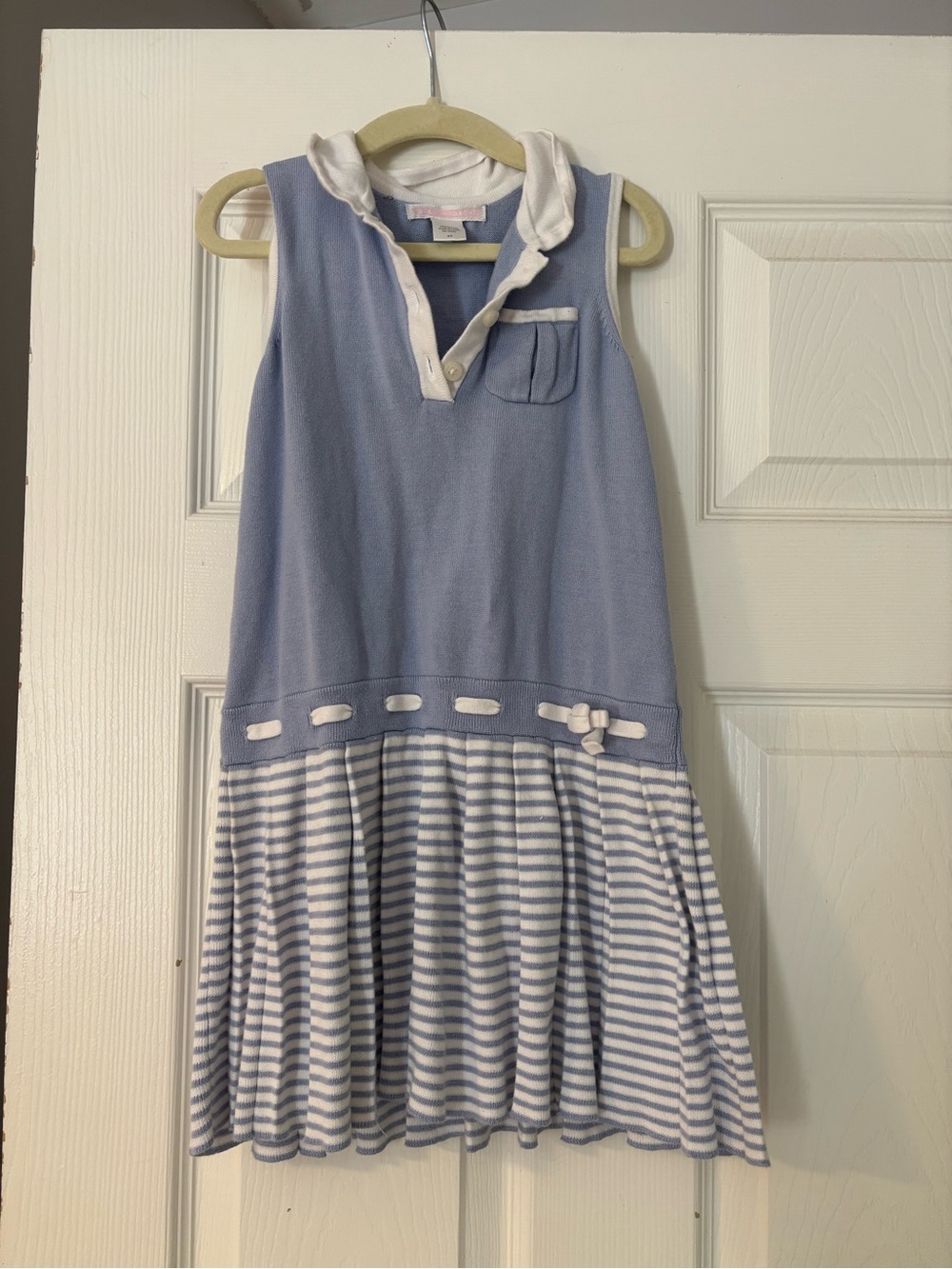 Janie and Jack Light Blue & White Striped Sleeveless Knit Dress